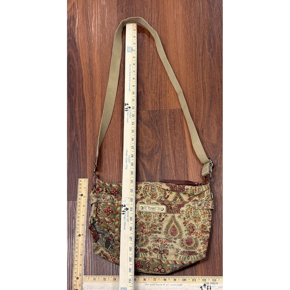 Fossil Medium Canvas Floral Shoulder Crossbody Bag Adjustable Vintage READ! - Picture 7 of 16